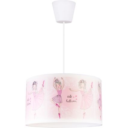 Brilagi - LED детски полилей на кабел BOBO 1xE27/60W/230V Ø 35 см розов/балеринки