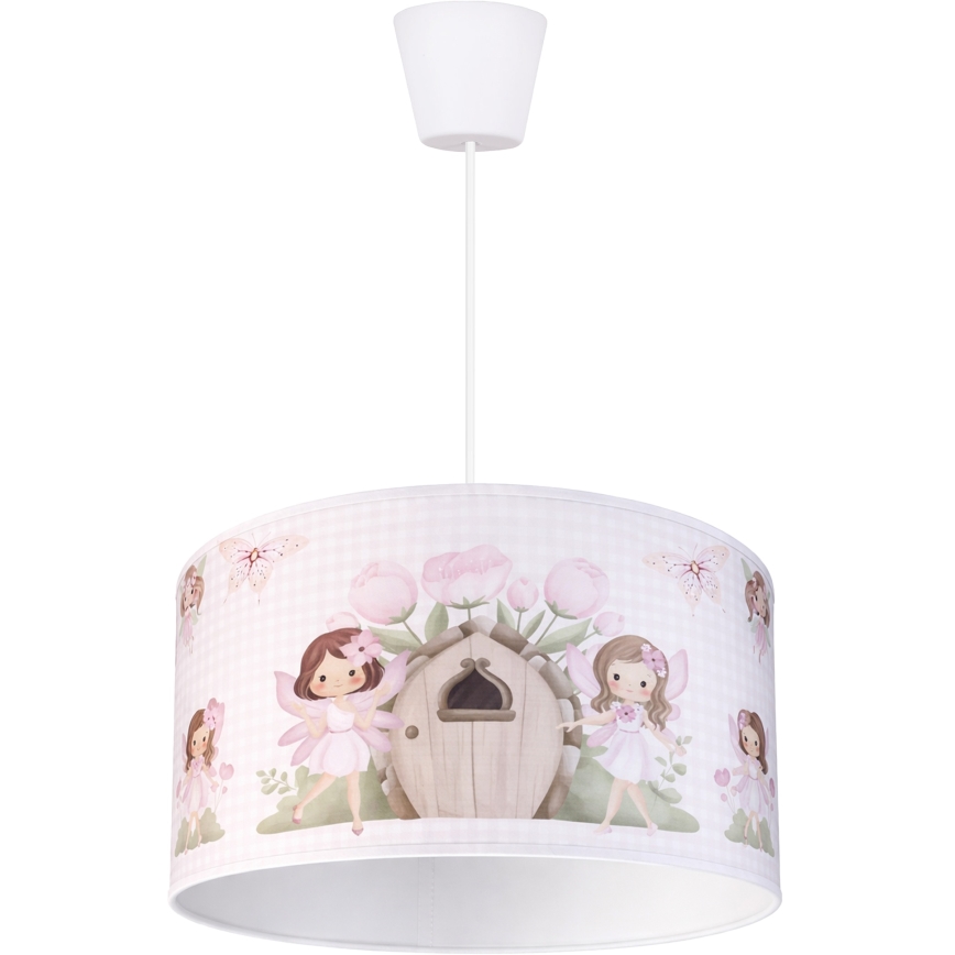 Brilagi - LED детски полилей на кабел BOBO 1xE27/60W/230V Ø 35 см розов/феи