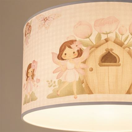 Brilagi - LED детски полилей на кабел BOBO 1xE27/60W/230V Ø 35 см розов/феи
