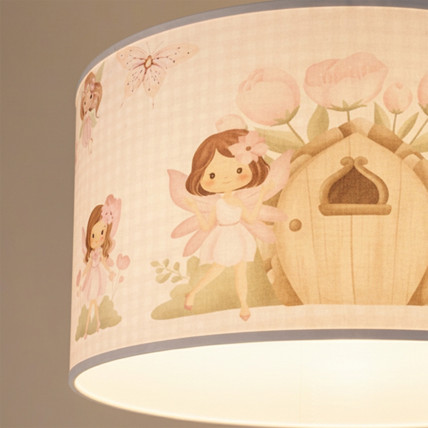 Brilagi - LED детски полилей на кабел BOBO 1xE27/60W/230V Ø 35 см розов/феи