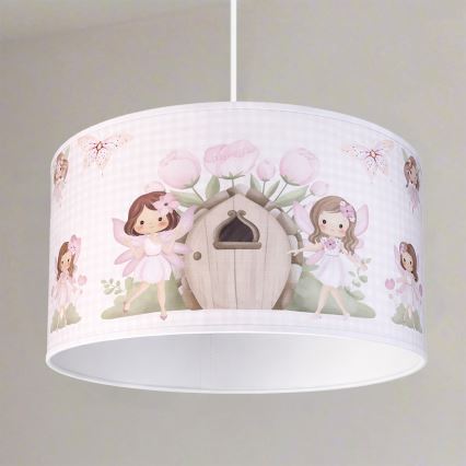 Brilagi - LED детски полилей на кабел BOBO 1xE27/60W/230V Ø 35 см розов/феи