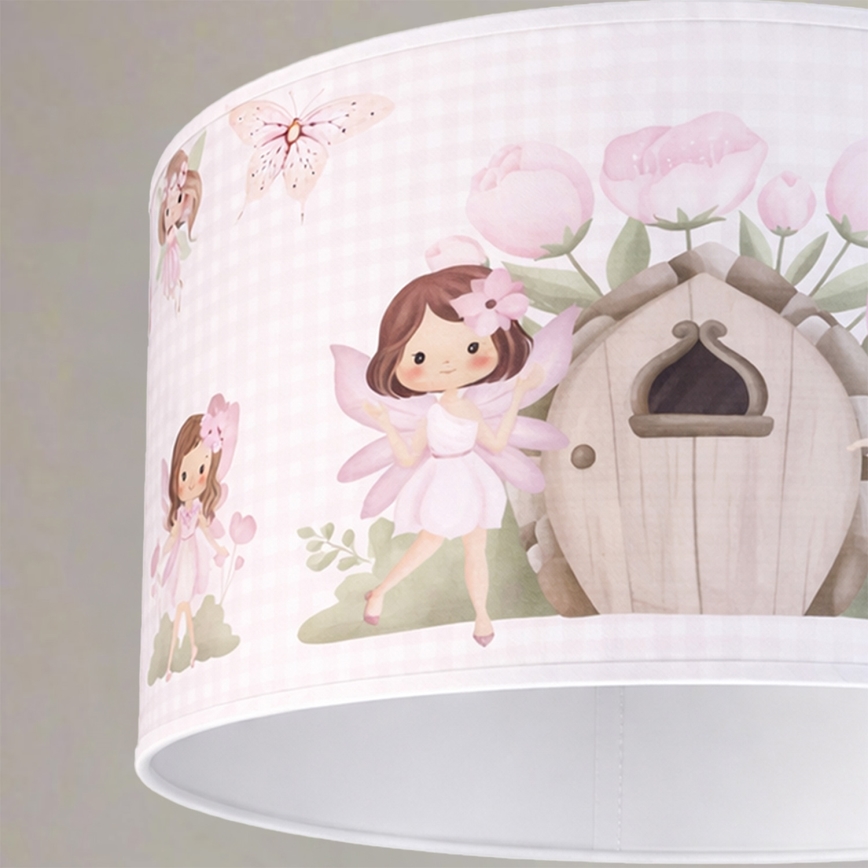 Brilagi - LED детски полилей на кабел BOBO 1xE27/60W/230V Ø 35 см розов/феи