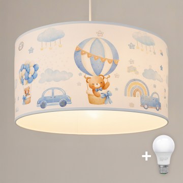 Brilagi - LED детски полилей на кабел BOBO 1xE27/60W/230V Ø 35 см син/мечета