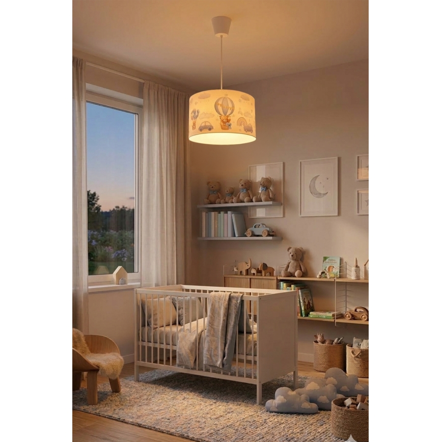 Brilagi - LED детски полилей на кабел BOBO 1xE27/60W/230V Ø 35 см син/мечета