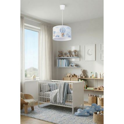 Brilagi - LED детски полилей на кабел BOBO 1xE27/60W/230V Ø 35 см син/мечета