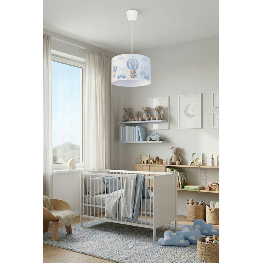 Brilagi - LED детски полилей на кабел BOBO 1xE27/60W/230V Ø 35 см син/мечета