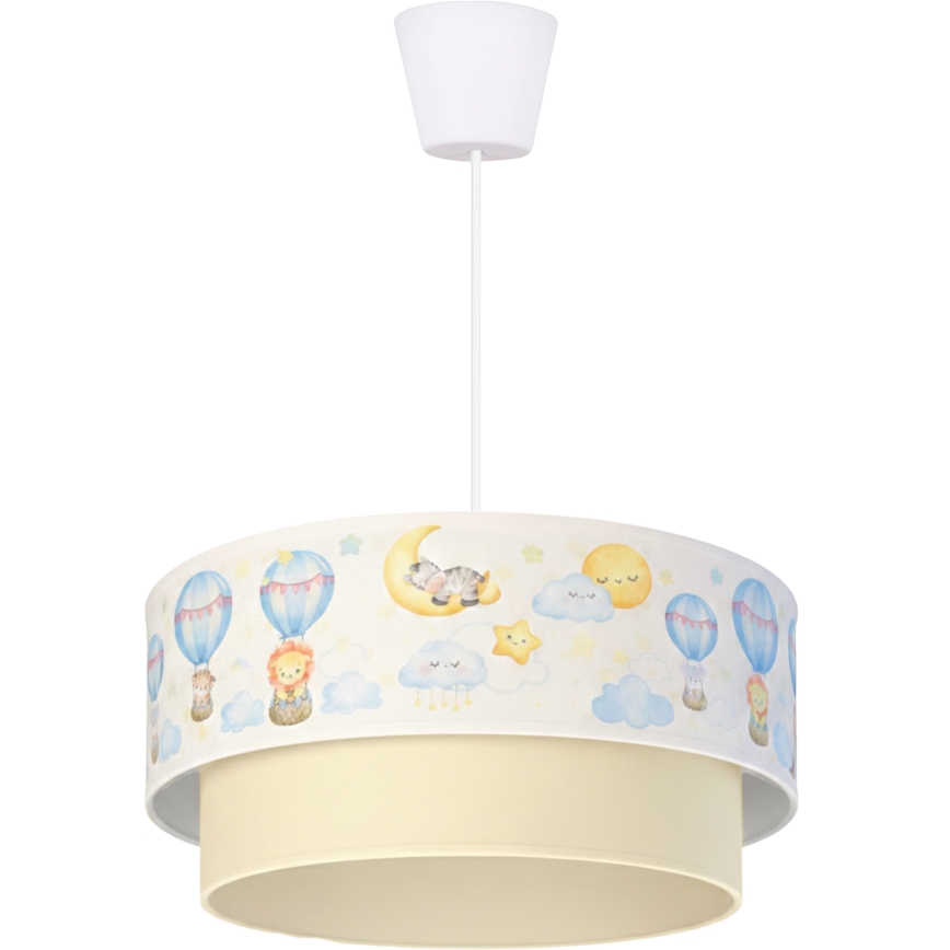 Brilagi - LED детски полилей на кабел BOBO 1xE27/60W/230V pr. 40 cm бял/бежов/с животински мотиви