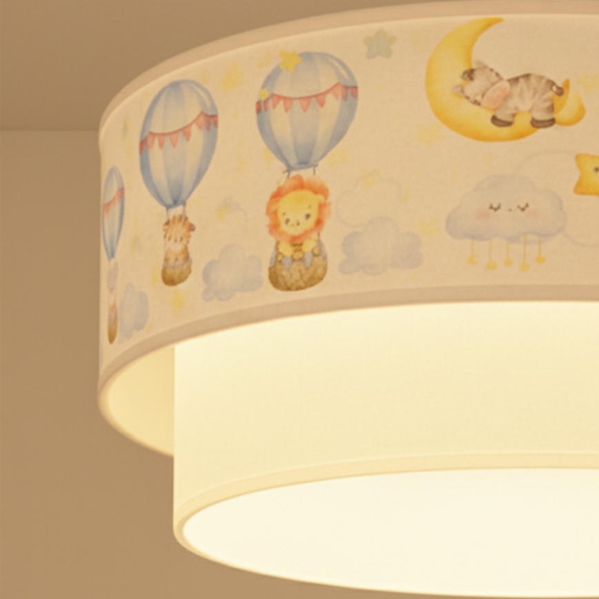 Brilagi - LED детски полилей на кабел BOBO 1xE27/60W/230V pr. 40 cm бял/бежов/с животински мотиви