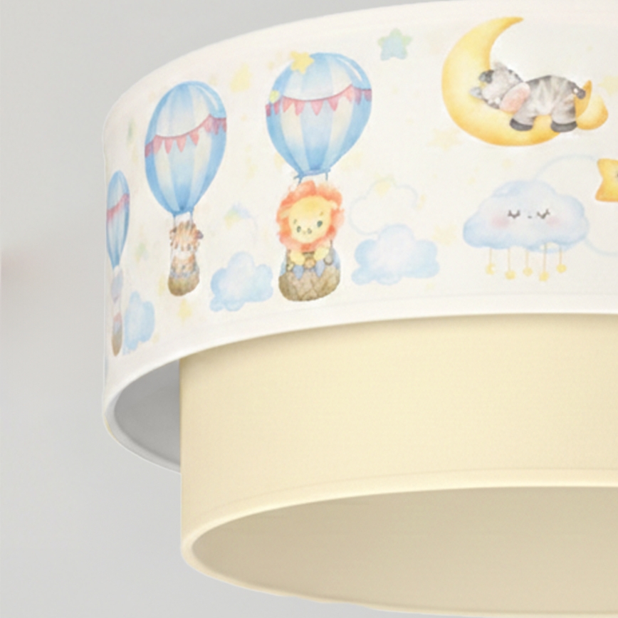 Brilagi - LED детски полилей на кабел BOBO 1xE27/60W/230V pr. 40 cm бял/бежов/с животински мотиви
