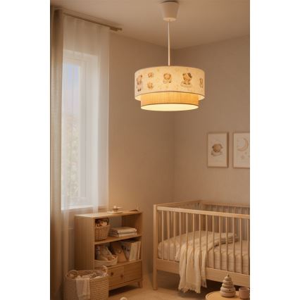 BRILAGI - LED детски полилей на кабел BOBO 1xE27/60W/230V pr. 40 cm бял/бежов/мечета