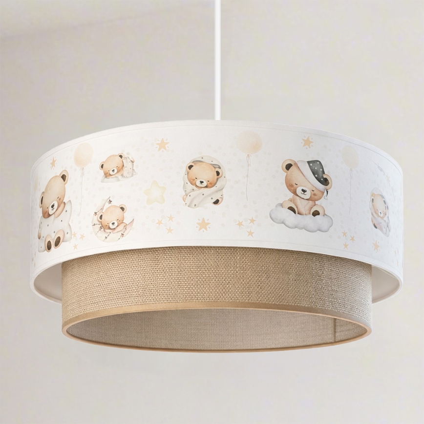 BRILAGI - LED детски полилей на кабел BOBO 1xE27/60W/230V pr. 40 cm бял/бежов/мечета