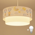 Brilagi - LED детски полилей на кабел BOBO 1xE27/60W/230V, Ø 40 см, бял/бежов/с животински мотив