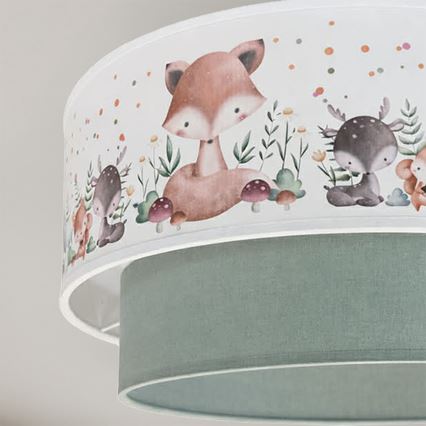 Brilagi - LED детски полилей на кабел BOBO 1xE27/60W/230V Ø 40 см бял/зелен/с животински мотиви
