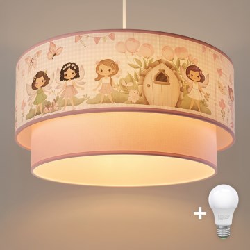 Brilagi - LED детски полилей на кабел BOBO 1xE27/60W/230V Ø 40 см розов/феи