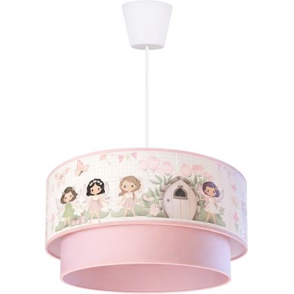 Brilagi - LED детски полилей на кабел BOBO 1xE27/60W/230V Ø 40 см розов/феи