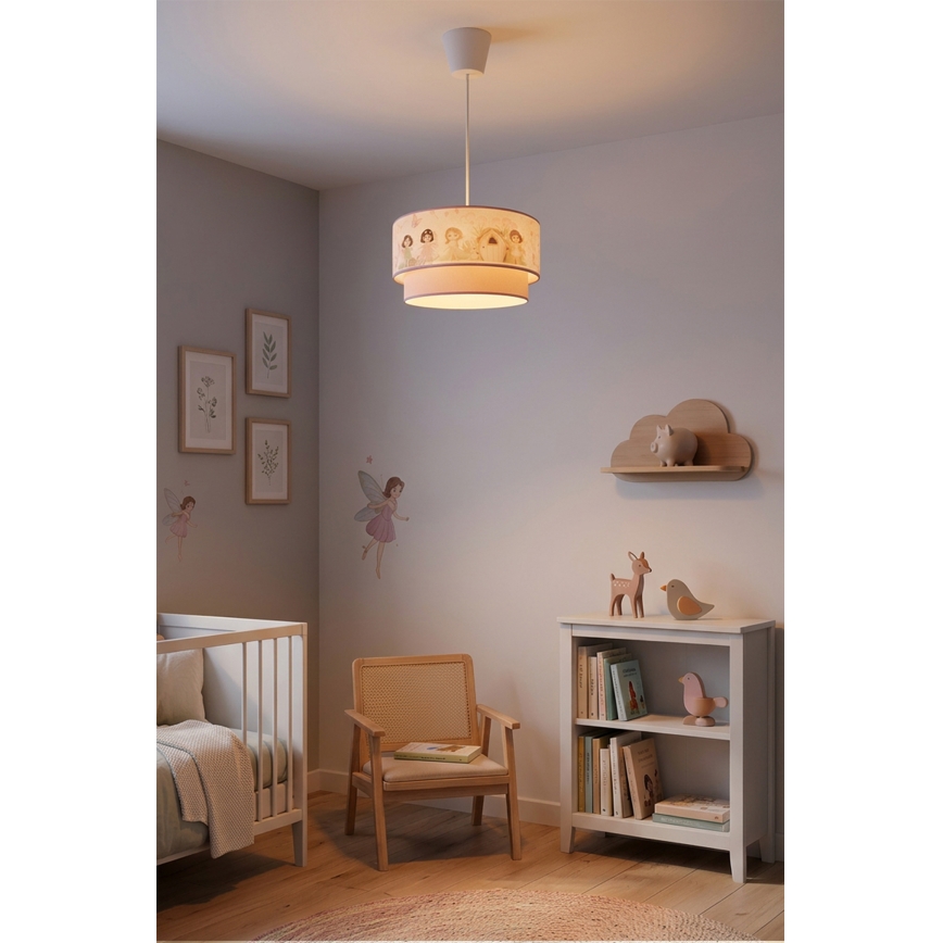 Brilagi - LED детски полилей на кабел BOBO 1xE27/60W/230V Ø 40 см розов/феи