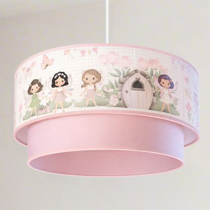 Brilagi - LED детски полилей на кабел BOBO 1xE27/60W/230V Ø 40 см розов/феи
