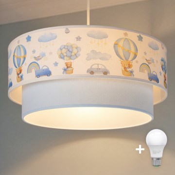 Brilagi - LED детски полилей на кабел BOBO 1xE27/60W/230V Ø 40 см кремав/син/с мечета