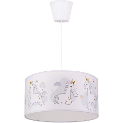Brilagi - LED детски полилей на шнур BOBO 1xE27/60W/230V диаметър 35 см бял/еднорози