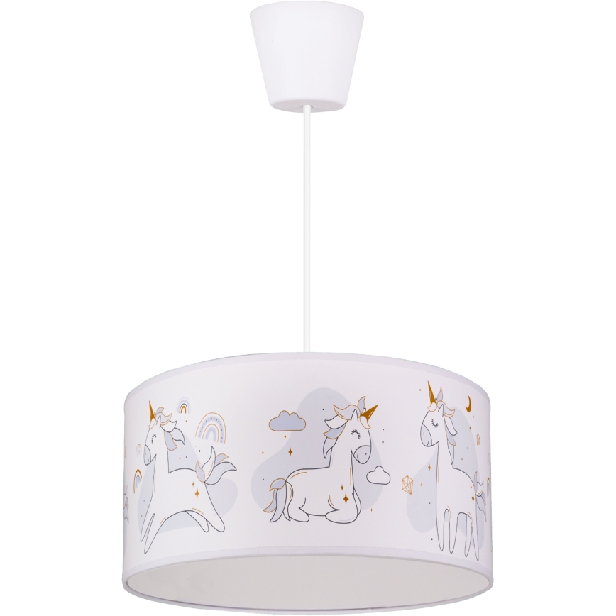 Brilagi - LED детски полилей на шнур BOBO 1xE27/60W/230V диаметър 35 см бял/еднорози