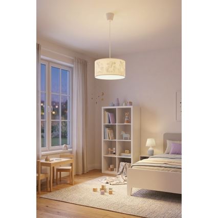 Brilagi - LED детски полилей на шнур BOBO 1xE27/60W/230V диаметър 35 см бял/еднорози