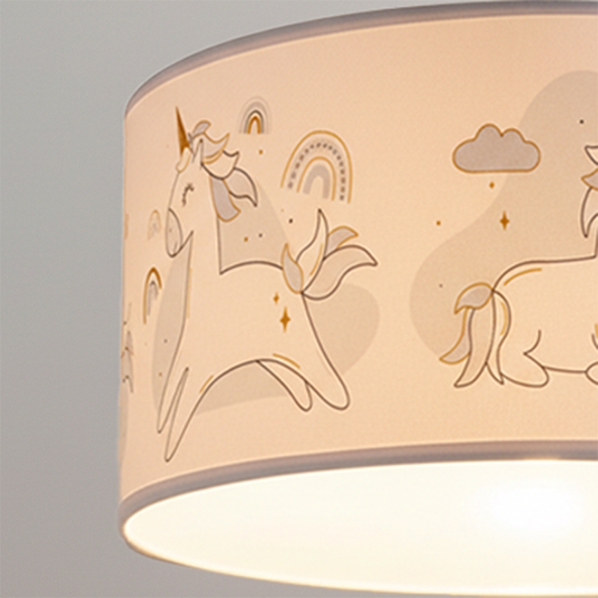Brilagi - LED детски полилей на шнур BOBO 1xE27/60W/230V диаметър 35 см бял/еднорози