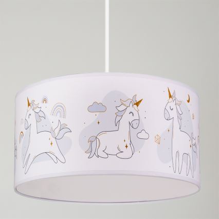 Brilagi - LED детски полилей на шнур BOBO 1xE27/60W/230V диаметър 35 см бял/еднорози