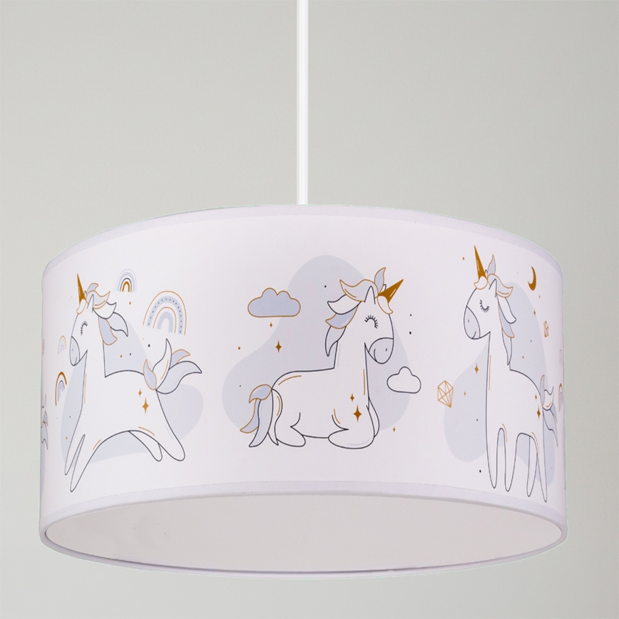 Brilagi - LED детски полилей на шнур BOBO 1xE27/60W/230V диаметър 35 см бял/еднорози