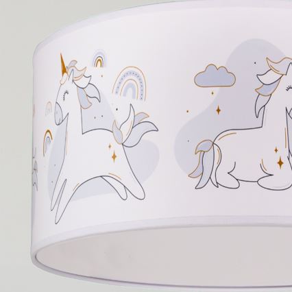 Brilagi - LED детски полилей на шнур BOBO 1xE27/60W/230V диаметър 35 см бял/еднорози