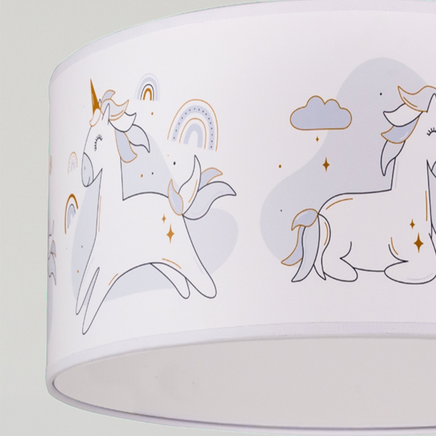 Brilagi - LED детски полилей на шнур BOBO 1xE27/60W/230V диаметър 35 см бял/еднорози