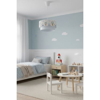 Brilagi - LED детски полилей на кабел BOBO 1xE27/60W/230V Ø 40 см кремав/син/с мечета