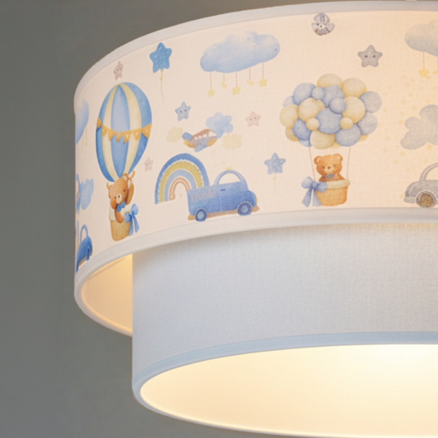 Brilagi - LED детски полилей на кабел BOBO 1xE27/60W/230V Ø 40 см кремав/син/с мечета