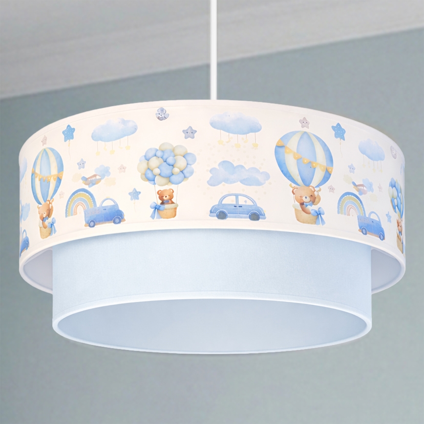 Brilagi - LED детски полилей на кабел BOBO 1xE27/60W/230V Ø 40 см кремав/син/с мечета