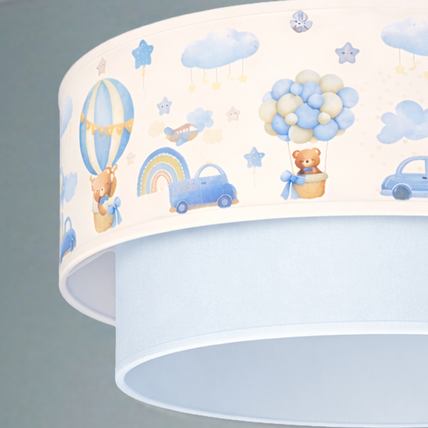 Brilagi - LED детски полилей на кабел BOBO 1xE27/60W/230V Ø 40 см кремав/син/с мечета