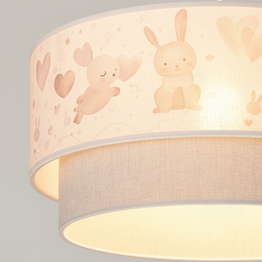 Brilagi - LED детски полилей на кабел BOBO 1xE27/60W/230V, диаметър 40 см, кремав/сив с мотив зайчета