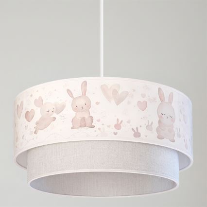 Brilagi - LED детски полилей на кабел BOBO 1xE27/60W/230V, диаметър 40 см, кремав/сив с мотив зайчета