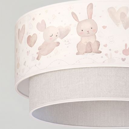 Brilagi - LED детски полилей на кабел BOBO 1xE27/60W/230V, диаметър 40 см, кремав/сив с мотив зайчета