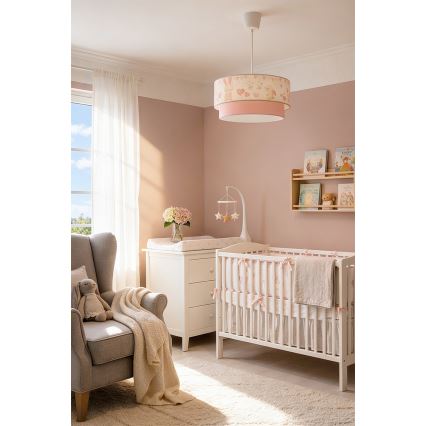Brilagi- LED детски полилей на кабел BOBO 1xE27/60W/230V Ø40 см кремав/розов/кралско синьо
