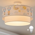 Brilagi-LED Детски повърхностно монтиран плафон BOBO 1xE27/60W/230V Ø 40 см бял/бежов/с животински мотив