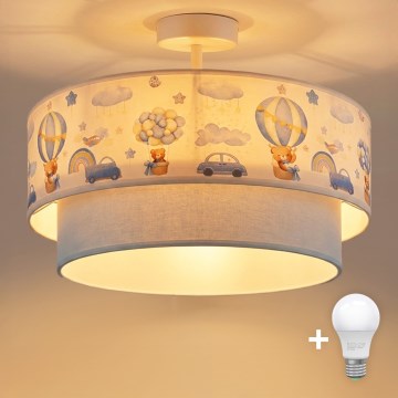 Brilagi - LED детски повърхностно монтиран плафон BOBO 1xE27/60W/230V Ø 40 см кремав/син/мечета