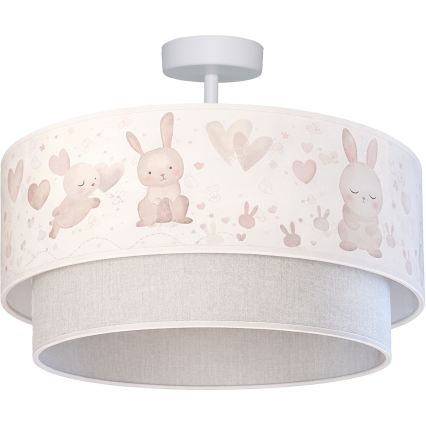 Brilagi - LED детски плафон BOBO 1xE27/60W/230V Ø 40 см кремав/сив/зайчета