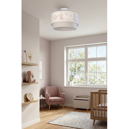 Brilagi - LED детски плафон BOBO 1xE27/60W/230V Ø 40 см кремав/сив/зайчета