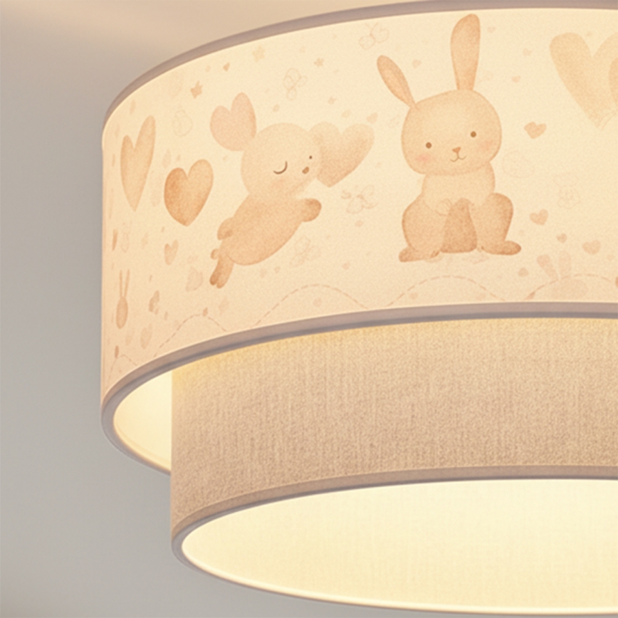 Brilagi - LED детски плафон BOBO 1xE27/60W/230V Ø 40 см кремав/сив/зайчета