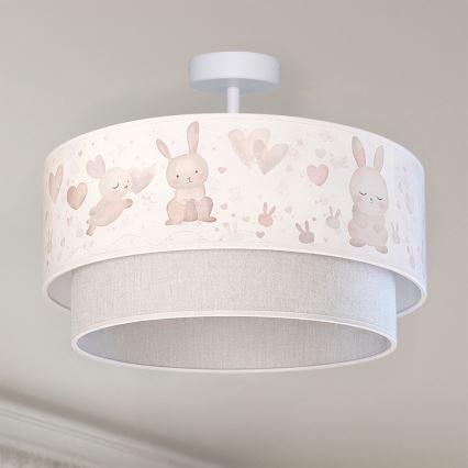 Brilagi - LED детски плафон BOBO 1xE27/60W/230V Ø 40 см кремав/сив/зайчета