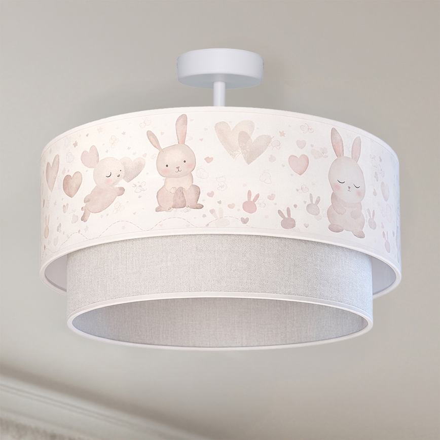 Brilagi - LED детски плафон BOBO 1xE27/60W/230V Ø 40 см кремав/сив/зайчета