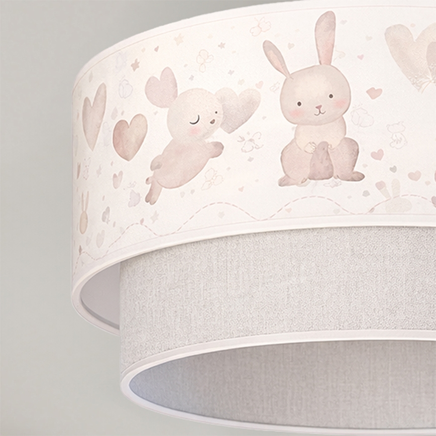 Brilagi - LED детски плафон BOBO 1xE27/60W/230V Ø 40 см кремав/сив/зайчета