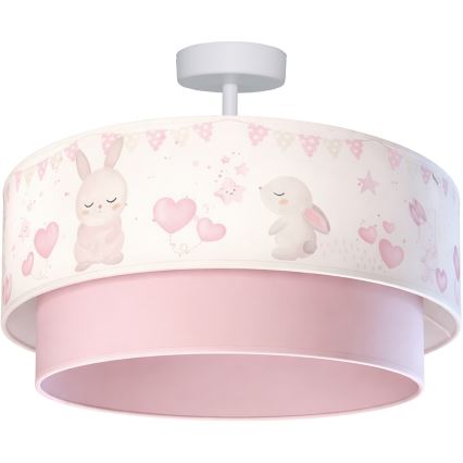 Brilagi - LED детски плафон BOBO 1xE27/10W/230V Ø 40 cm кремав/розов с мотив на зайчета