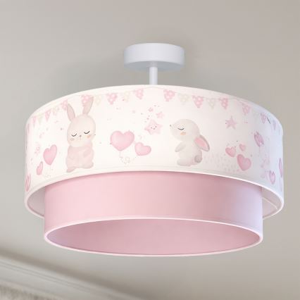 Brilagi - LED детски плафон BOBO 1xE27/10W/230V Ø 40 cm кремав/розов с мотив на зайчета