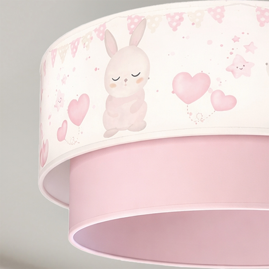 Brilagi - LED детски плафон BOBO 1xE27/10W/230V Ø 40 cm кремав/розов с мотив на зайчета