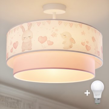 Brilagi-LED Детски прикрепен таванен полилей BOBO 1xE27/60W/230V Ø40 cm кремав/розов/кралско синьо
